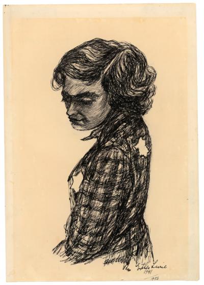 Ester Lurie Una joven con la estrella amarilla, 1956 Tinta sobre papel 36.4x25.3 cm