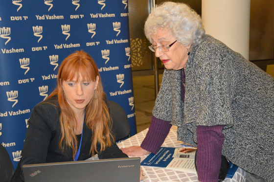Assisting with searching the Central Database of Shoah Victims' Names at the 70 Days for 70 Years launch event in Jerusalem. (January 2015)