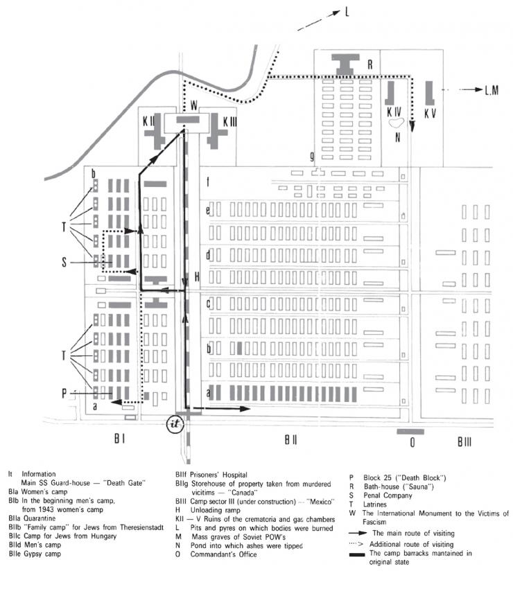 Plan of the former concentration Camp KL Auschwitz II - Birkenau (Brzezinka)