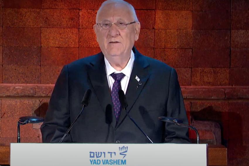 President Reuven Rivlin speaks at the opening ceremony on Holocaust Remembrance Day 2021