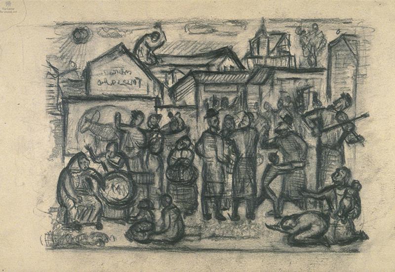 Meer Akselrod, The Market, illustration for the book of poems by I. Harik, Moscow, 1924, the photograph from the Bezalel Narkiss Index of Jewish Art. The Center for Jewish Art at the Hebrew University of Jerusalem