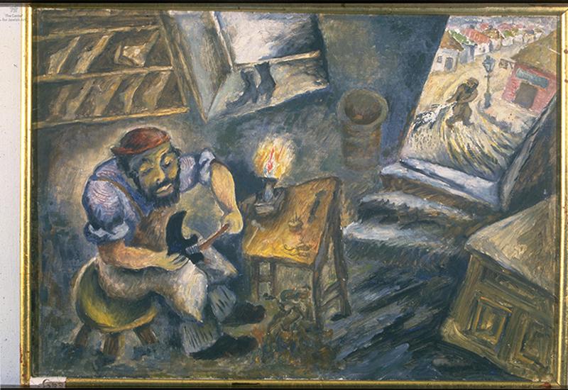 Issachar Ber Ryback, Cobbler, 1921-1924, the photograph from the Bezalel Narkiss Index of Jewish Art. The Center for Jewish Art at the Hebrew University of Jerusalem
