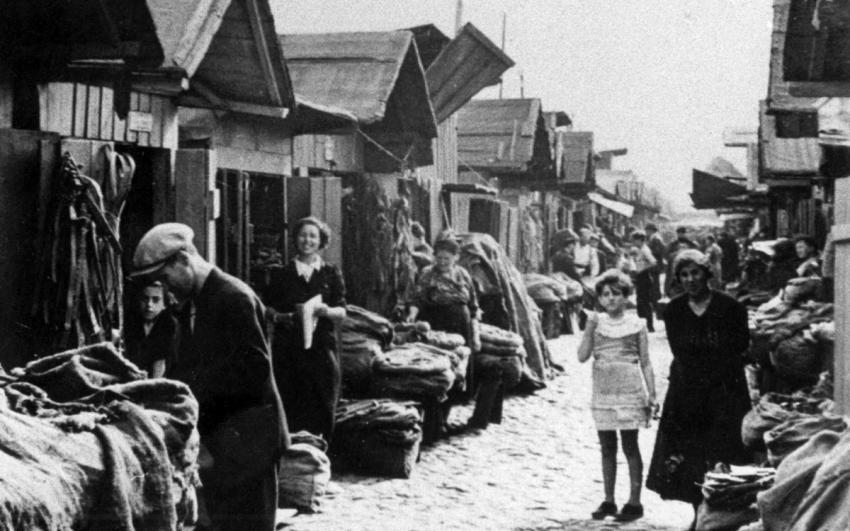 The Jewish market, Lublin, Poland, Prewar.