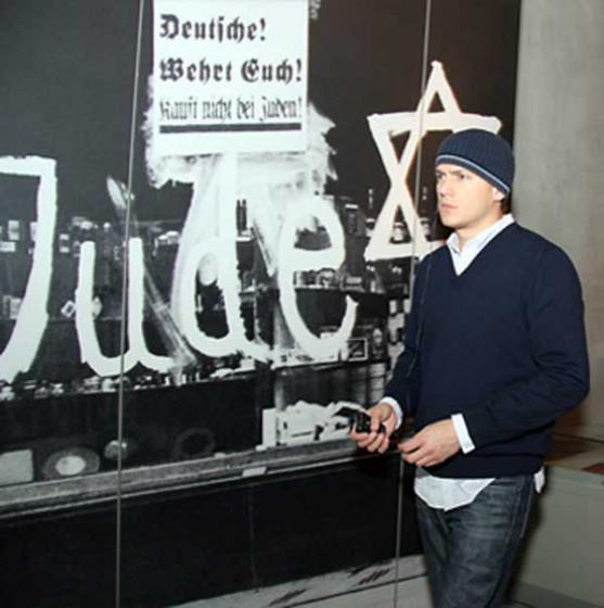 Miller in the Holocaust History Museum at Yad Vashem