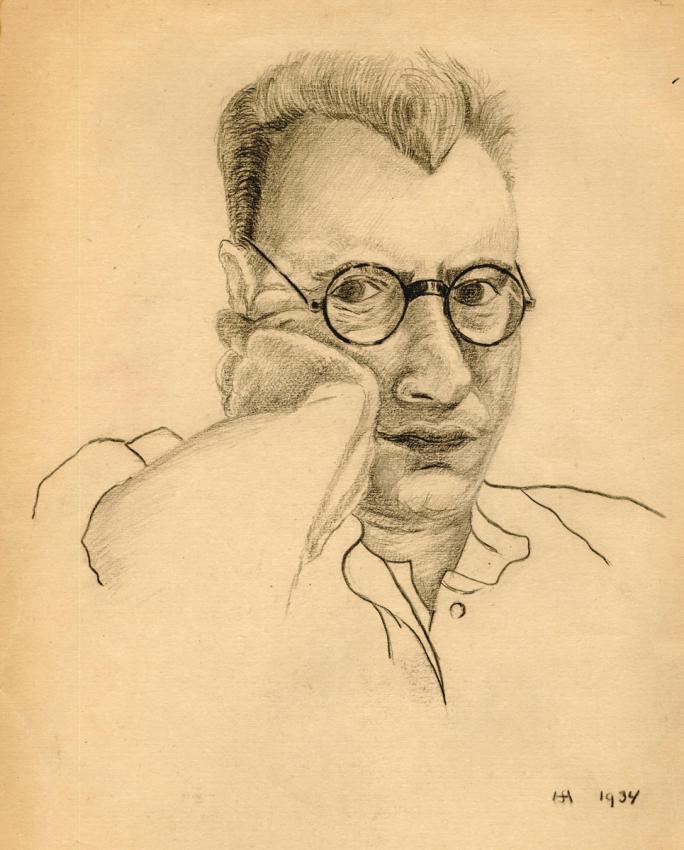 Self-portrait drawn by Samuel Horwitz in 1934