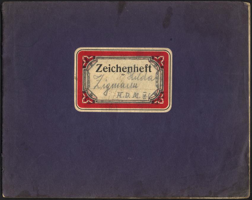 The binding of one of Hilda Mazin’s sketchbooks from Vienna, 1938