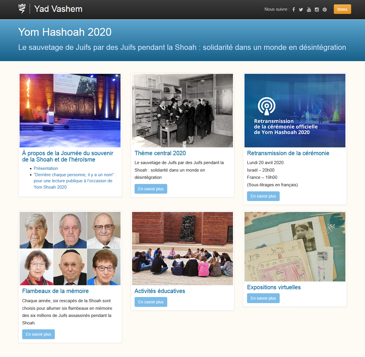 Le mini-site en français mis en ligne par Yad Vashem à l’occasion de Yom Hashoah