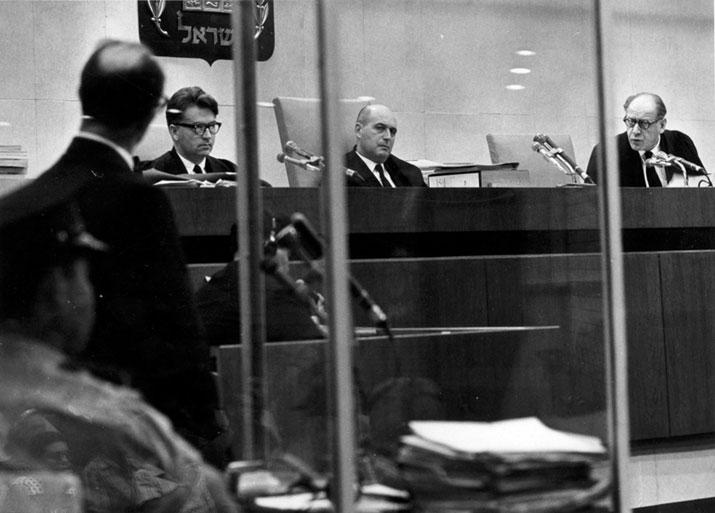 The judges in the Eichmann Trial, 1961. From right to left: Halevi, Landau and Raveh