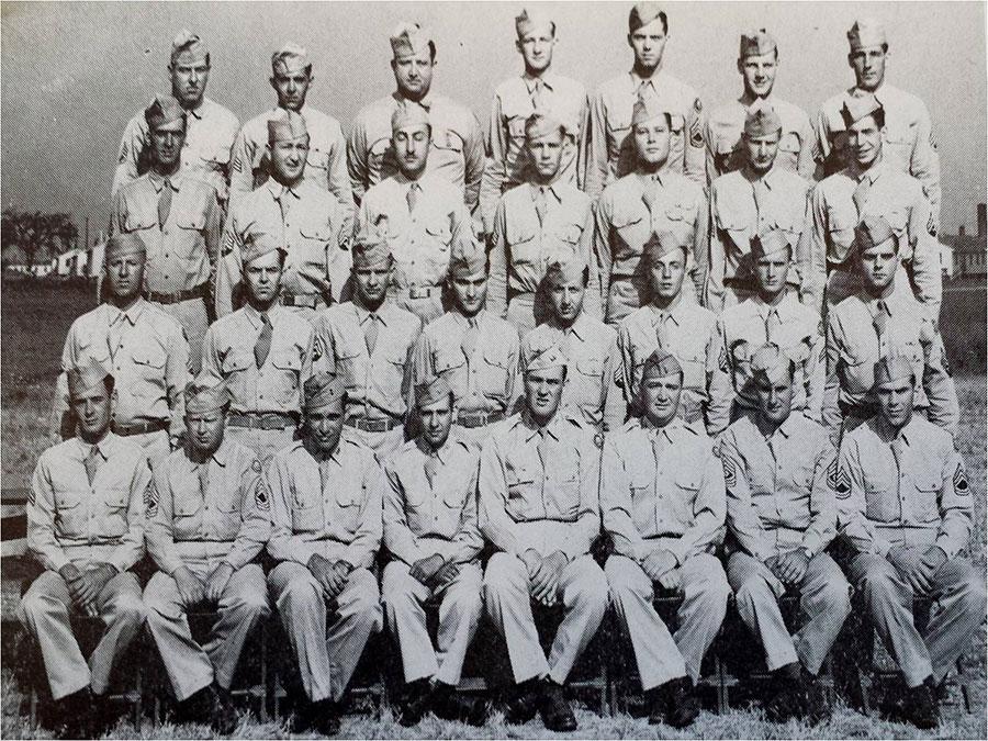 Master Sgt Roddie W. Edmonds (front Row 2nd from Left) in Camp Atterbury, Indiana