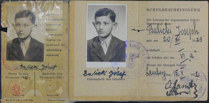 תעודת בית ספר מזויפת על שם יוסף בליצקי מזברוב, פולין, 1938
