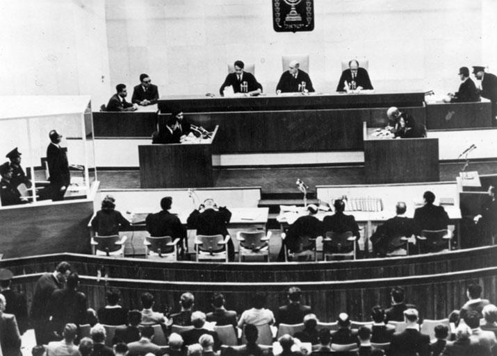 The courtroom during the Eichmann trial, 1961