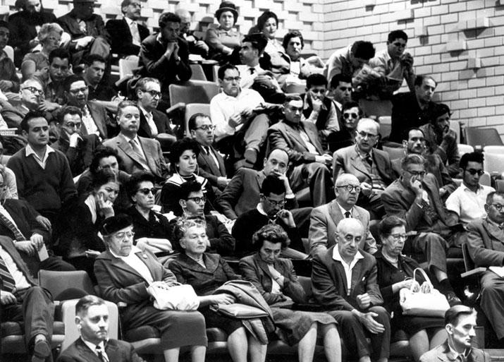 Audience in the courtroom at the Eichmann trial, 1961