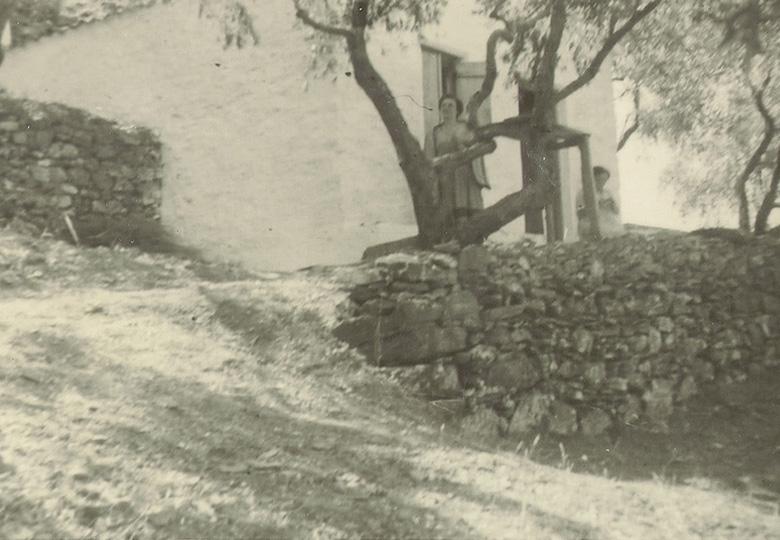 Magdalini Mitzeliotis in front of her home, 1950