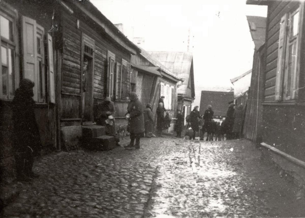Jews in a street in the Kovno Ghetto, Lithuania, November 1943