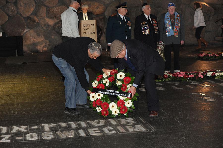 Representatives of survivor organizations during the wreath-laying ceremony
