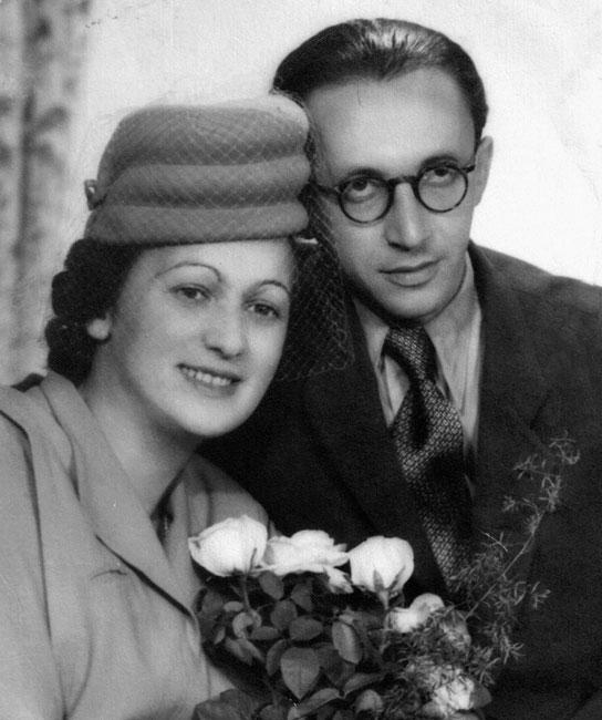 יעקב לזר ויונה בורנשטיין ביום נישואיהם, קרקוב, 1946