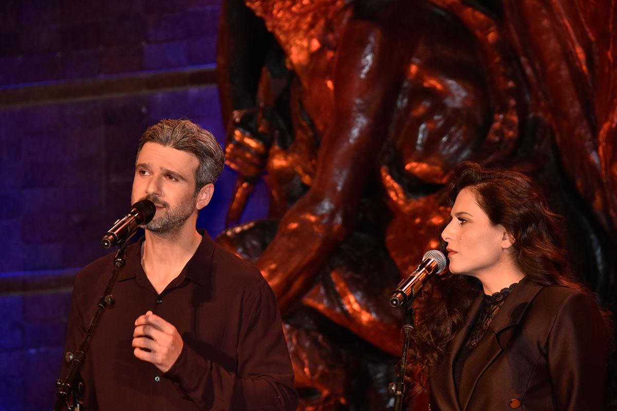 Singers Miri Mesika and Idan Rafael Haviv at the ceremony