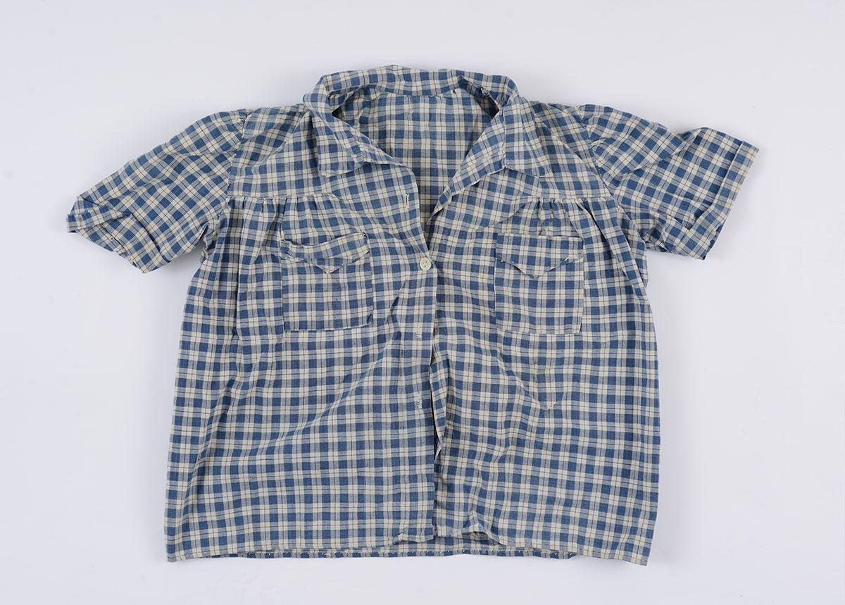 Blouse that Ahuva Ostereicher Sherwood sewed from sheets found in a POW camp after liberation