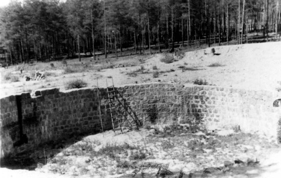 One of the pits at Ponary originally prepared for fuel storage, but which was used for the murder of Jews from Vilna and the surrounding area