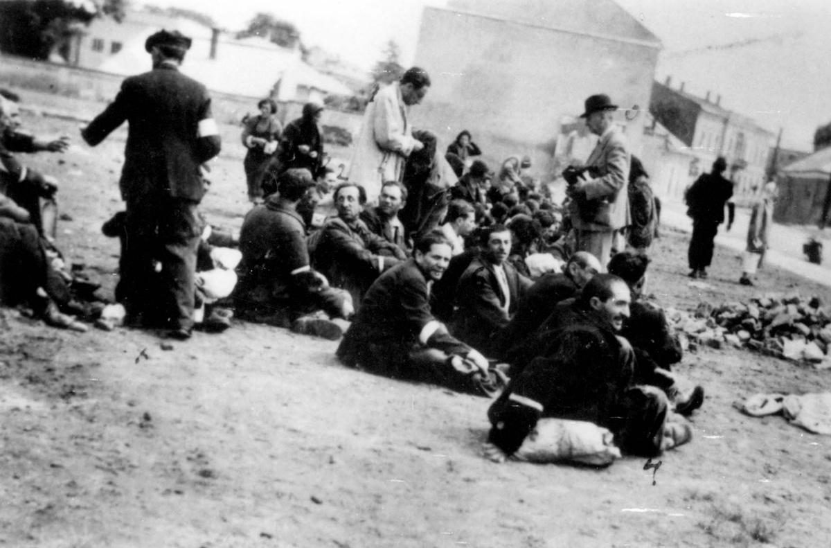 Jews in Roczyce, Poland, before they were deported to Piotrków Trybunalski in the spring of 1942