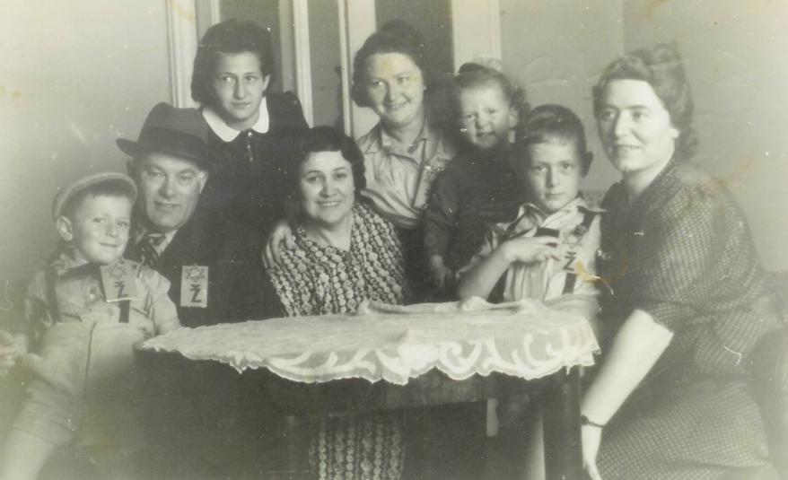 Jews in Croatia wearing the distinctive Jewish badge on their clothes, 1941