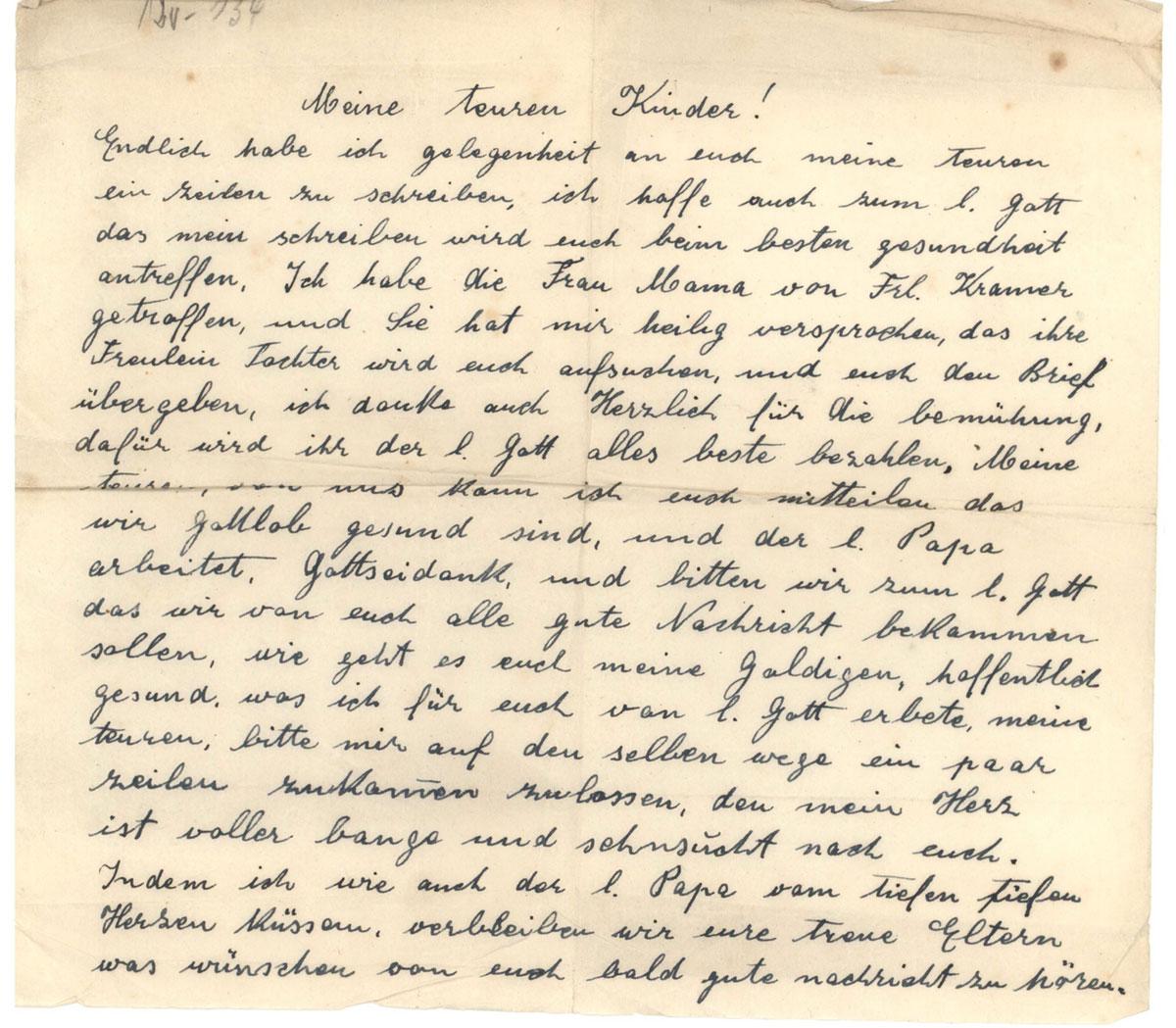 Brief von Laura und Isidor an ihre Kinder