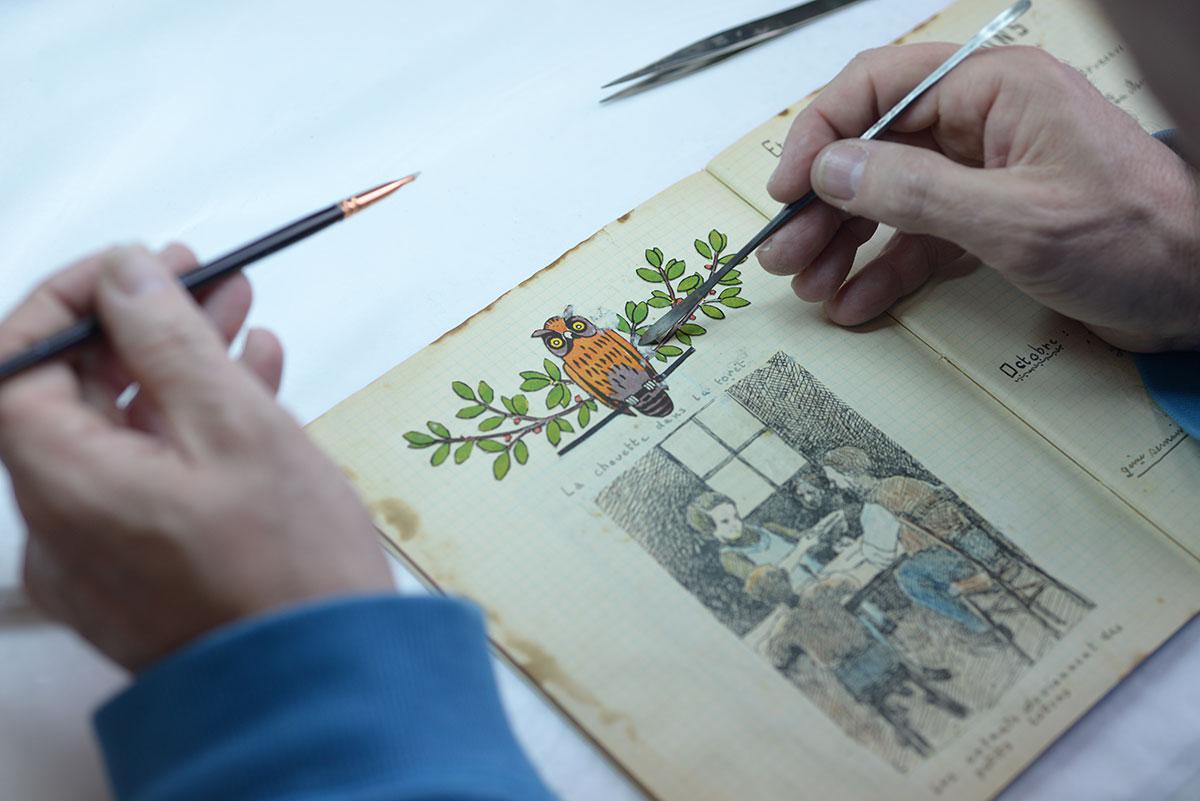 Experts work on preserving the diary in the Conservation Laboratories