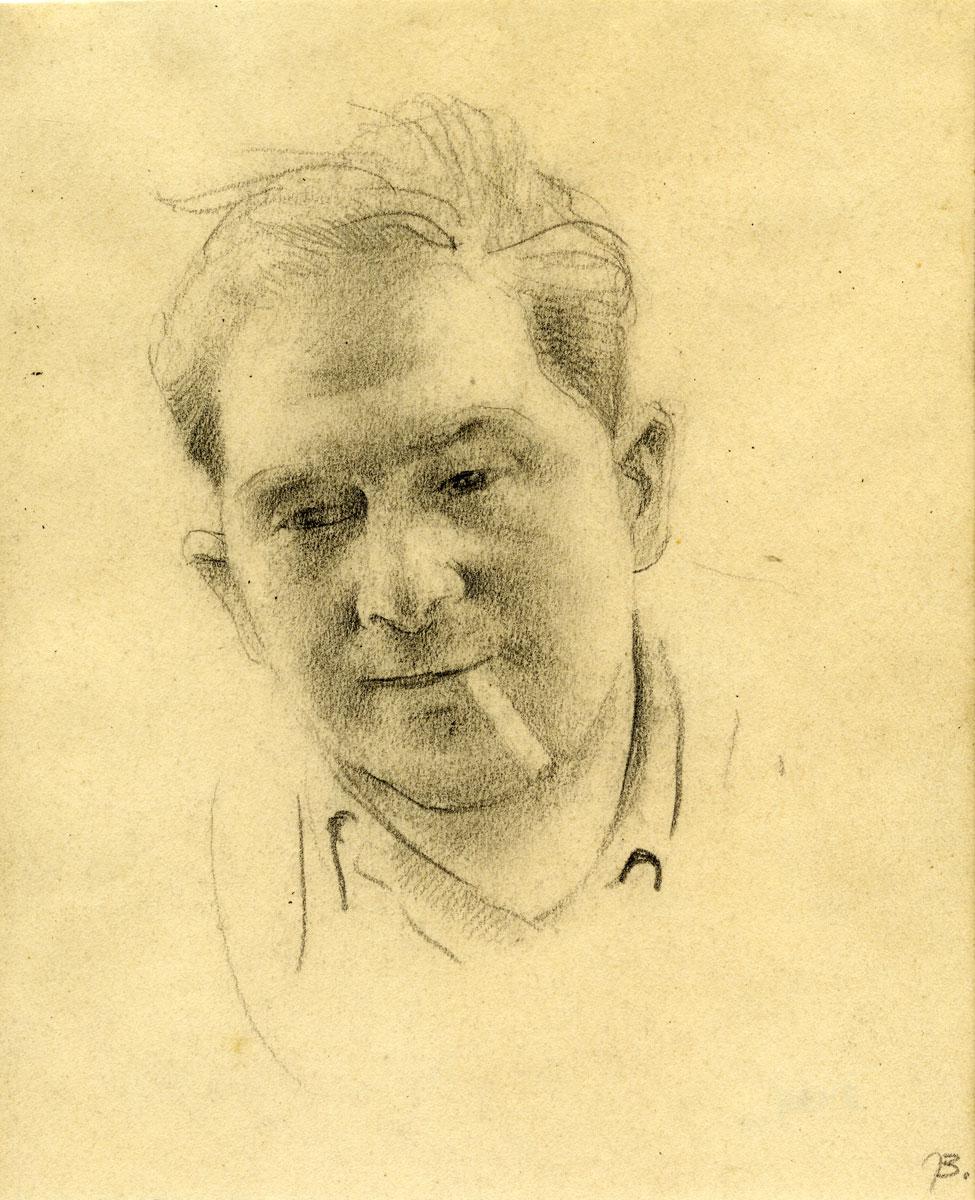 Jacob Barosin (1906-2001), Portrait of a Man with Cigarette, Gurs Camp, 1943