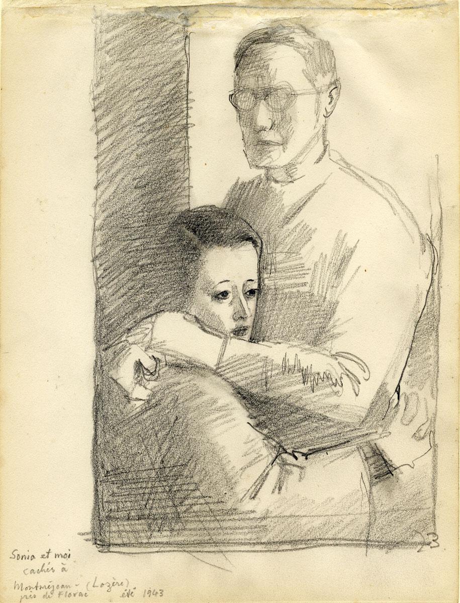 Jacob Barosin (1906-2001), Self-Portrait with Wife in Hiding, Montmejean, 1943