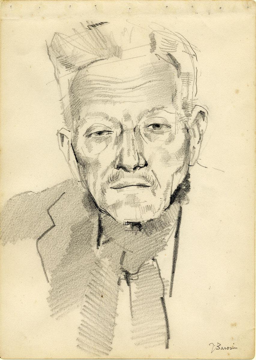 Jacob Barosin (1906-2001), Portrait of an Elderly Man, Gurs Camp, 1943