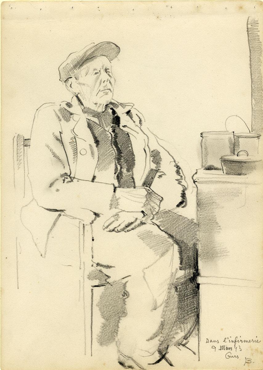 Jacob Barosin (1906-2001), In the Infirmary, Gurs Camp, 1943