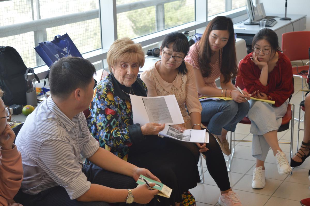Chinese educators meeting with Holocaust survivor Rina Quint 