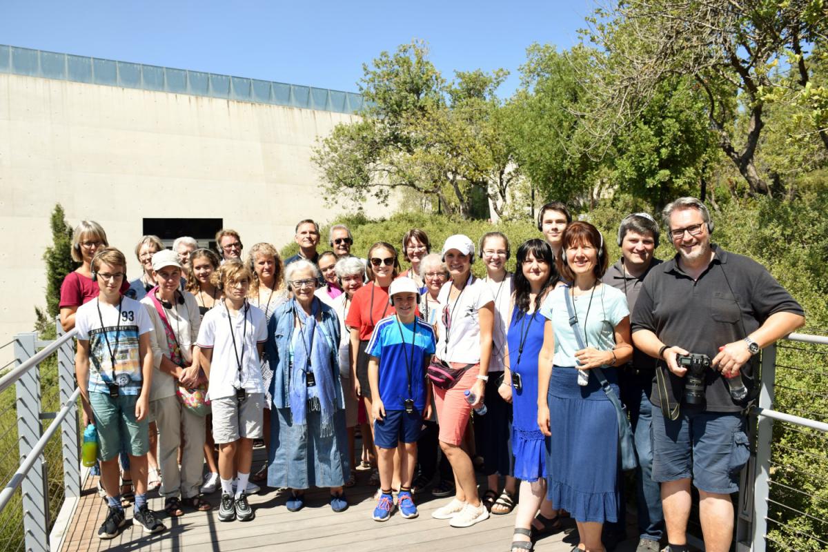 Gottfried Bühler (back row, middle), National Director of ICEJ Germany and his group in front of the museum at Yad Vashem on 31st July, 2018