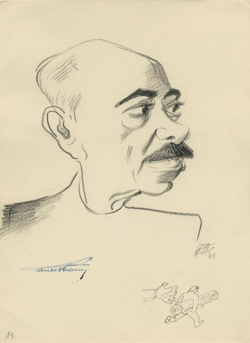 לאו האס (1901-1983), דיוקן גבר, גטו טרזיינשטט, 1943