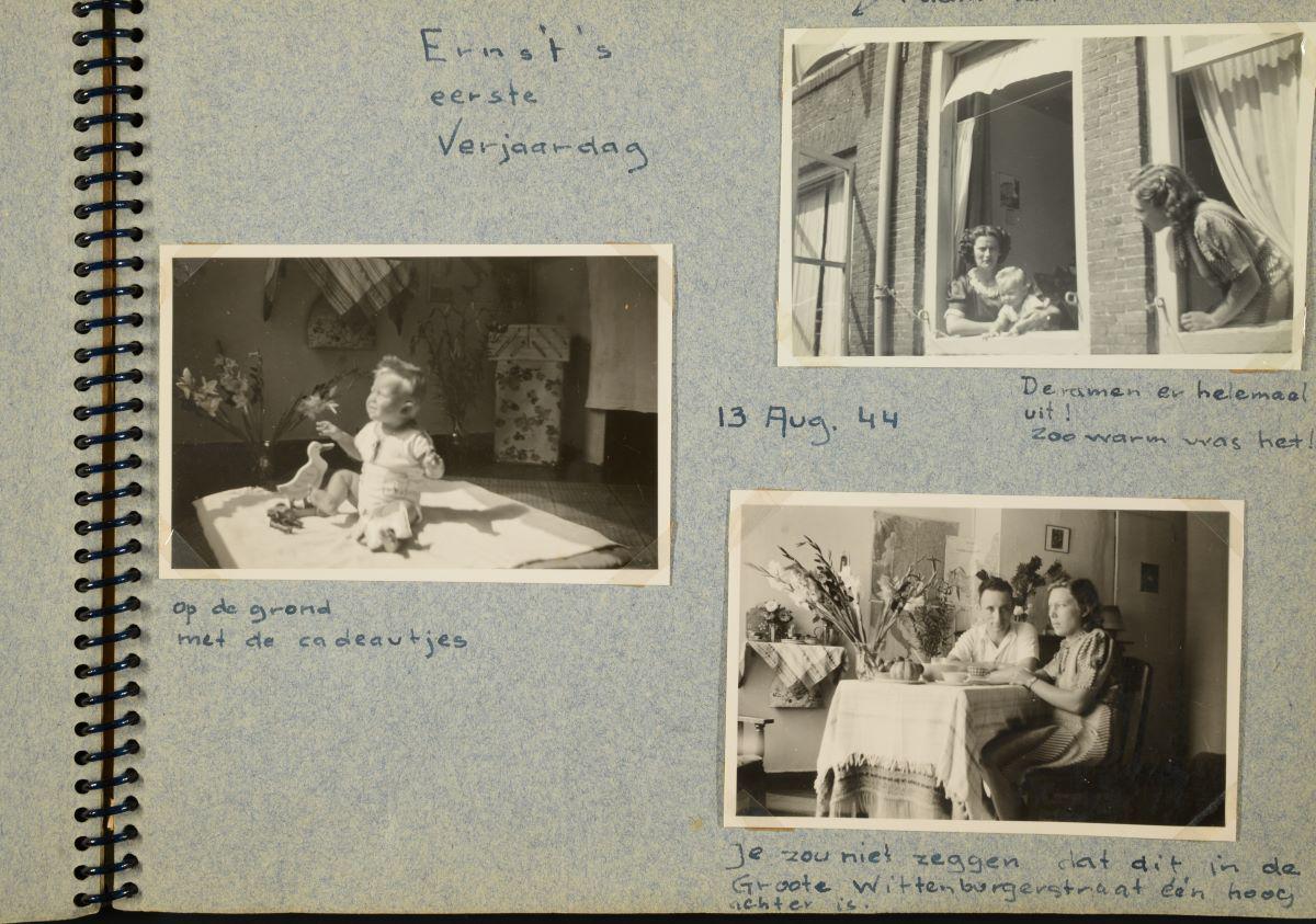 One of the pages from Efraim Kochava's childhood scrapbook album