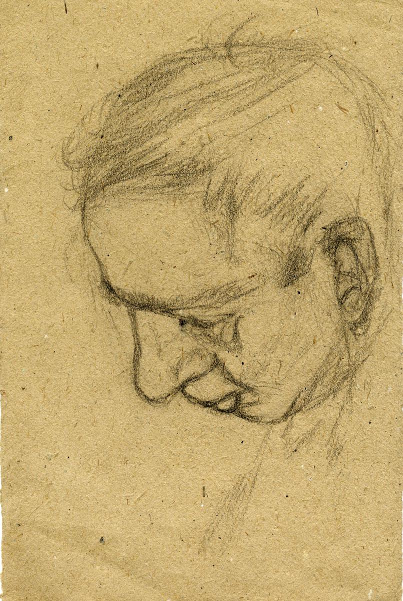 Jacob Lifschitz (1903-1945), Man with Tilted Head, Kovno Ghetto, c.1943