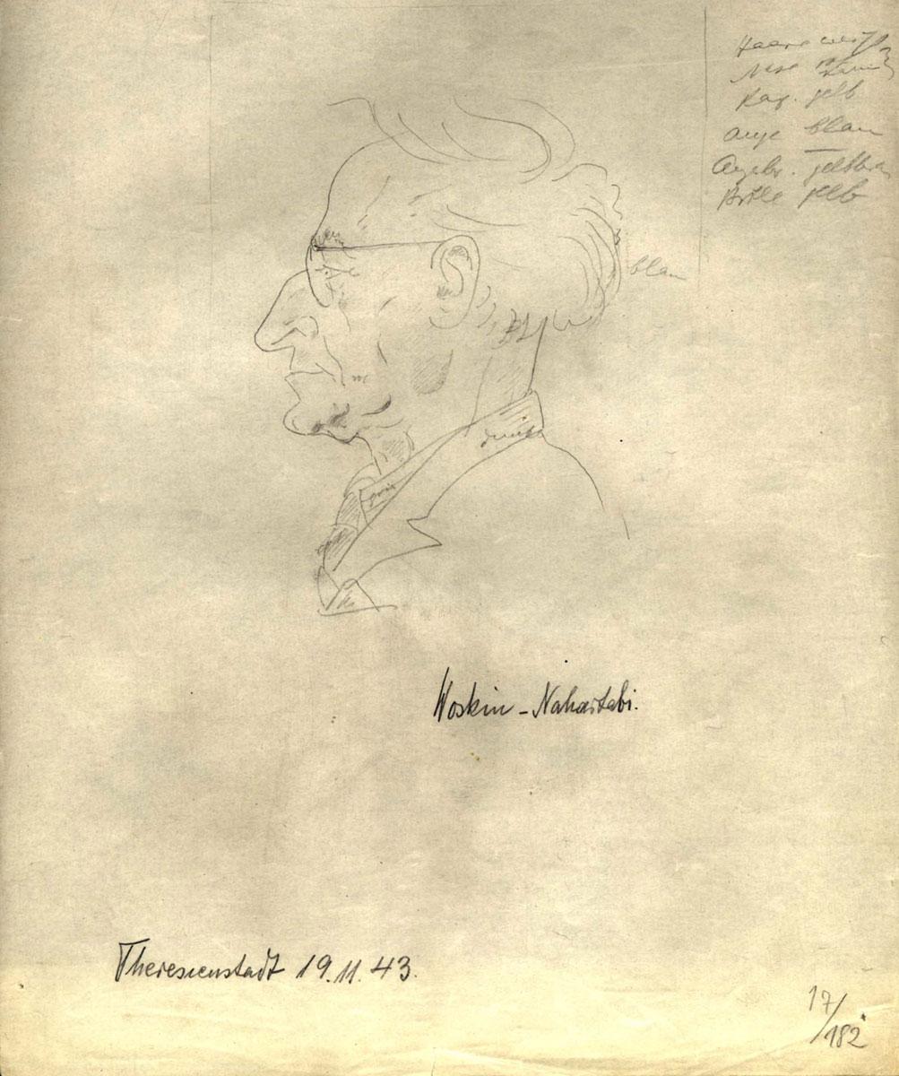Max Placek (1902-1944). Porträt von Dr. Mojzis Woskin-Nahartabi, Ghetto Theresienstadt 1943