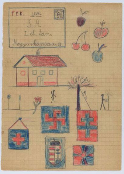 Dan Reisinger - Dessin d'enfant, 1941-1942, crayons de couleur sur papier