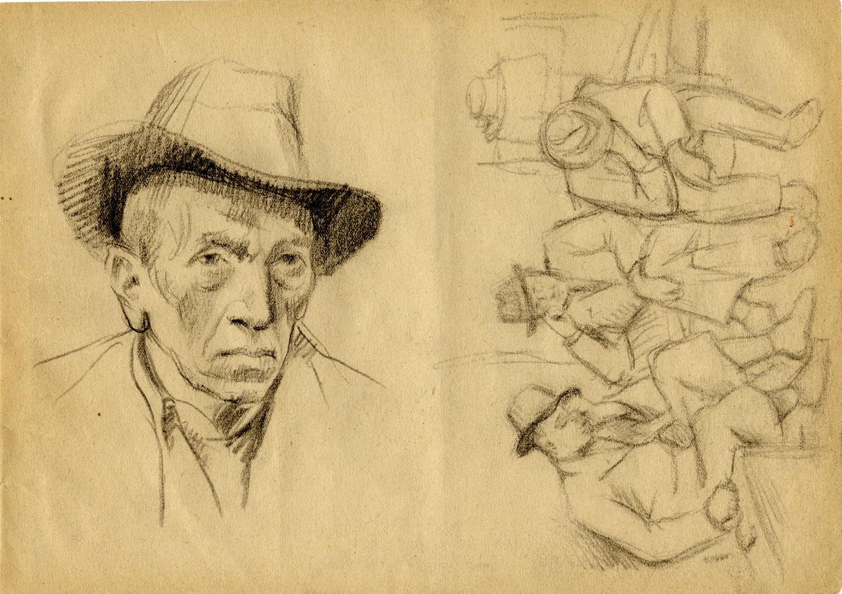 Miklós Robert (Rosenberg) (1911-2001), Portrait of a Man Wearing a Hat, Budapest, 1944