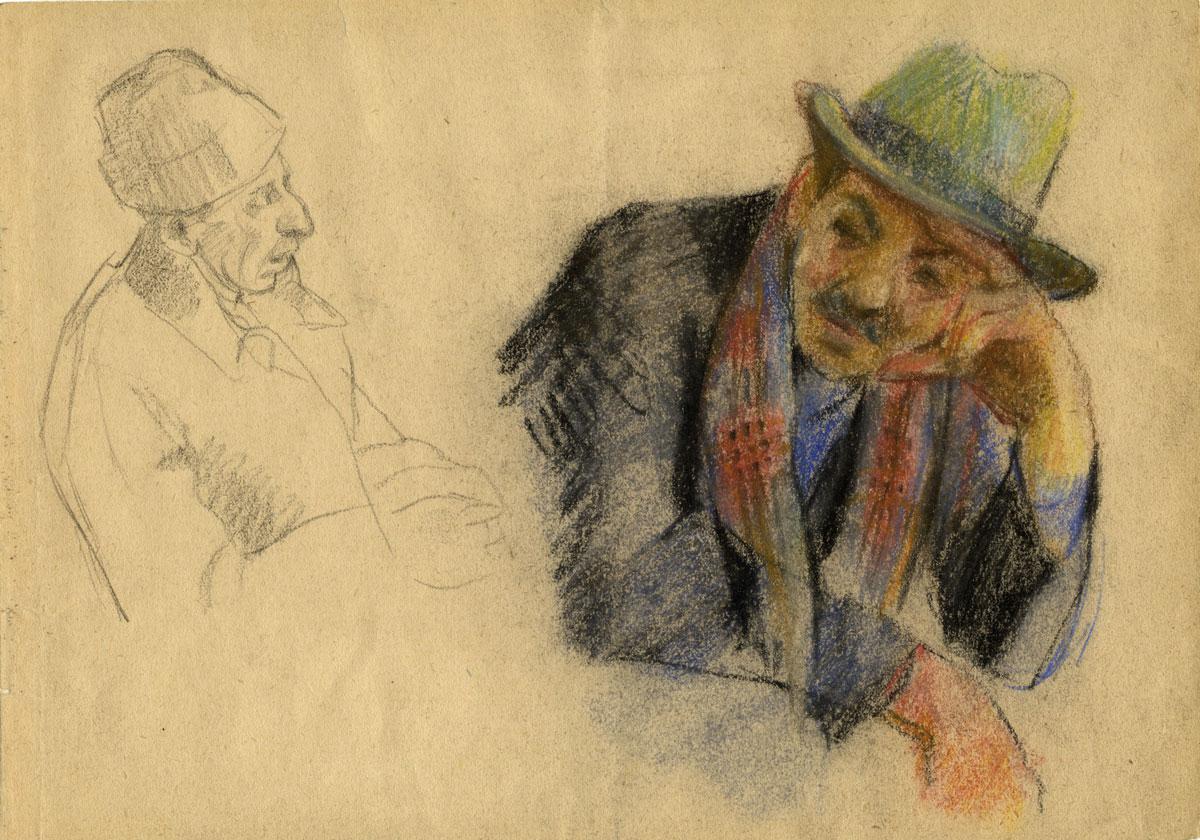 Miklós Robert (Rosenberg) (1911-2001), Portrait of a Man Wearing a Green Hat, Budapest, 1944