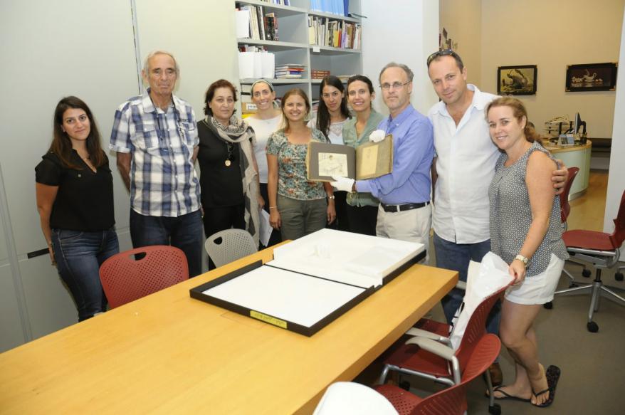 Marcel Calef and Claudia Calef meet with Yad Vashem staff at Yad Vashem