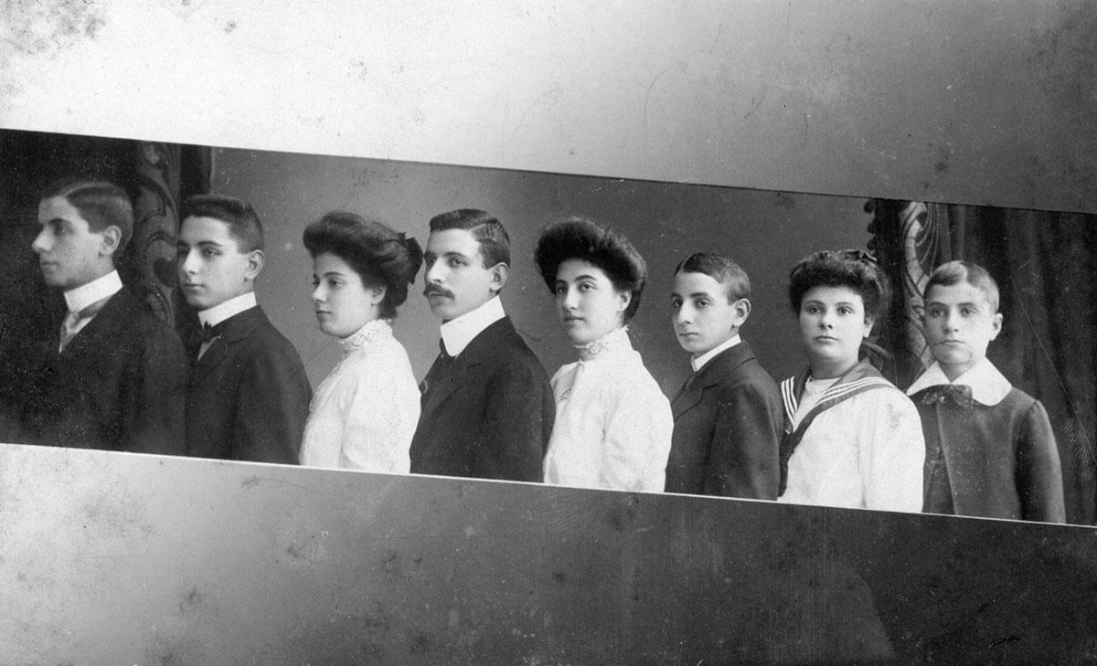 Kinder der Familie Cohen-Walsrode um 1910. Von rechts: Siegfried, Hanna, Leon, Gertrude, Jacob, Sarah, Felix, Moritz