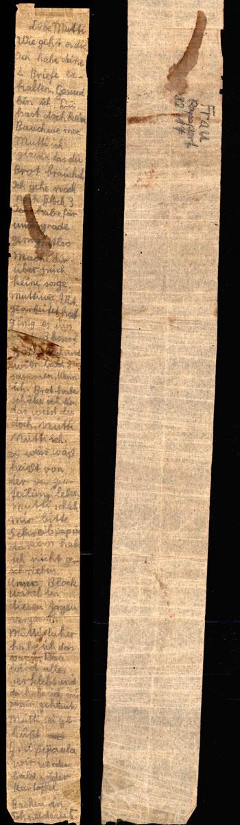 The letter sent by Siegfried Rapaport to his mother