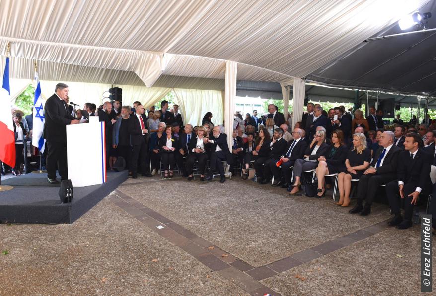 Pierre-François Veil, Président du Comité Français pour Yad Vashem, lors de son allocution pour le 75e anniversaire de la Rafle du Vel d'Hiv, le 16 juillet 2017. 