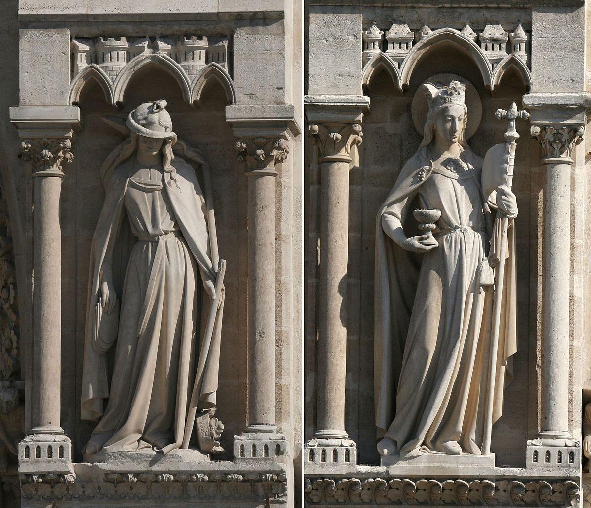 בתמונה: פסלי אקלזיה וסינגוגה מקתדרלת נוטרדאם, שמייצגים את עליונות הנצרות על היהדות