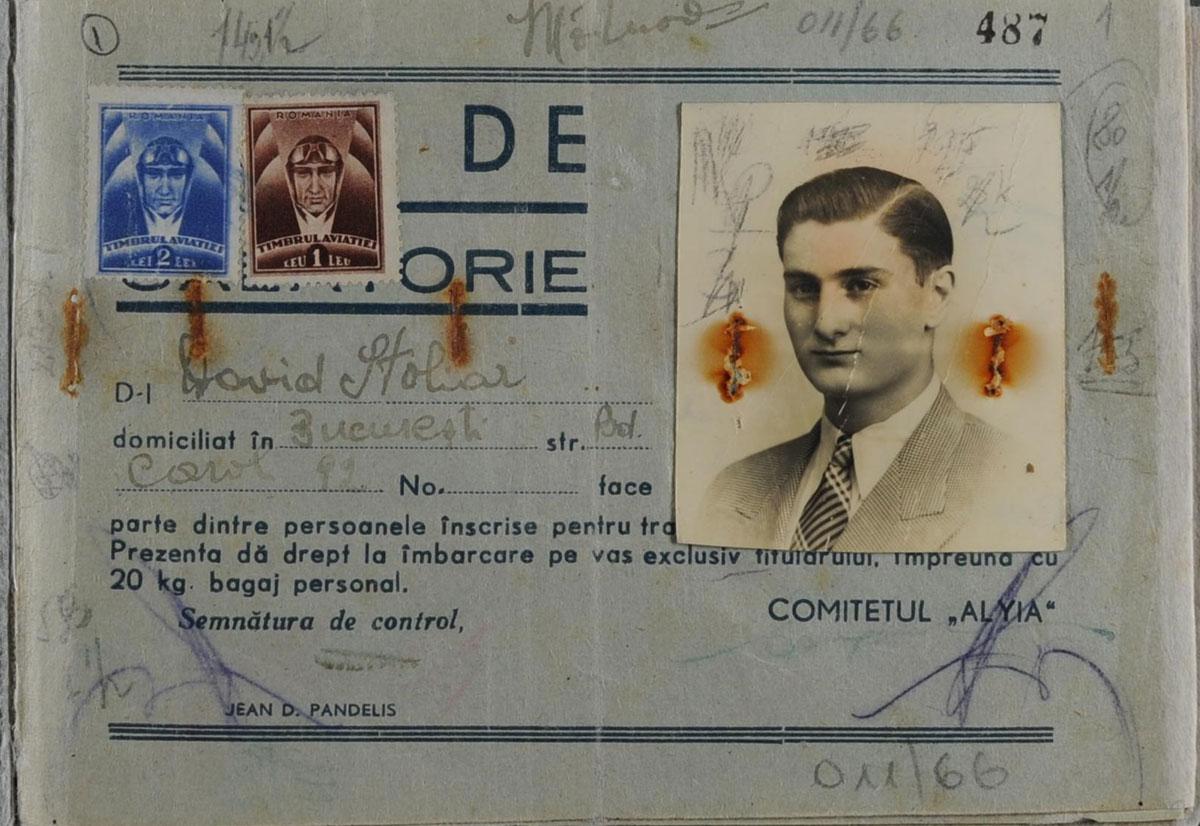 David Stoliars Fahrkarte der Struma, ausgestellt vom „Committee of Aliyah&quot; in Rumänien
