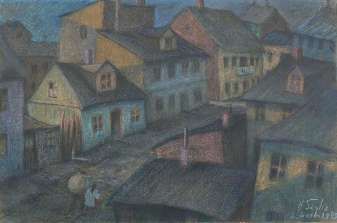 Zvi Hirsch Szylis (1909-1987). Street in the Lodz Ghetto, Lodz Ghetto, 1943