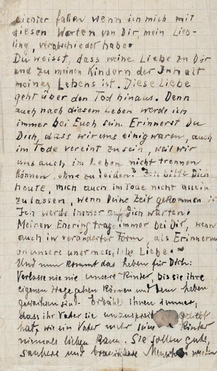 The “will” left by Konrad Emanuel Hirsch to his wife Edith and his children in January 1940