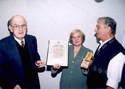 Justice Yaacov Maltz (left), Valentina’s adoted daughter, Svetlana Shukaliuk and Yefim Shtraim (now Sklarsky)
