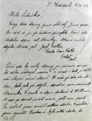 The letter that Maks sent his family from the Dachau concentration camp on 8 December 1940